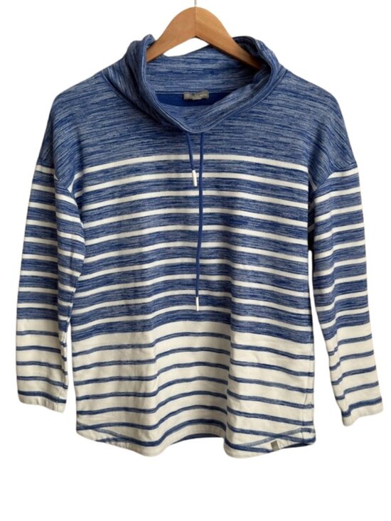 Talbots Sweaters - T by Talbots Striped Cowl Neck Pullover Sweater Petite Medium Blue White PM